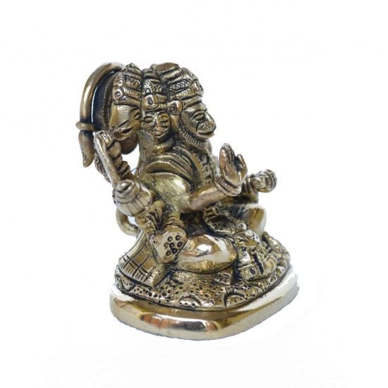 Antqiue Small Sitting Panchmukhi Hanuman Figurine For Office or Home and worship