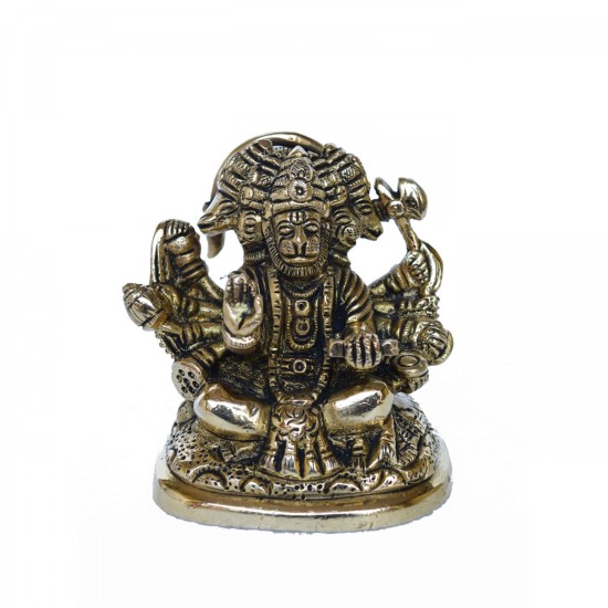 Antqiue Small Sitting Panchmukhi Hanuman Figurine For Office or Home and worship