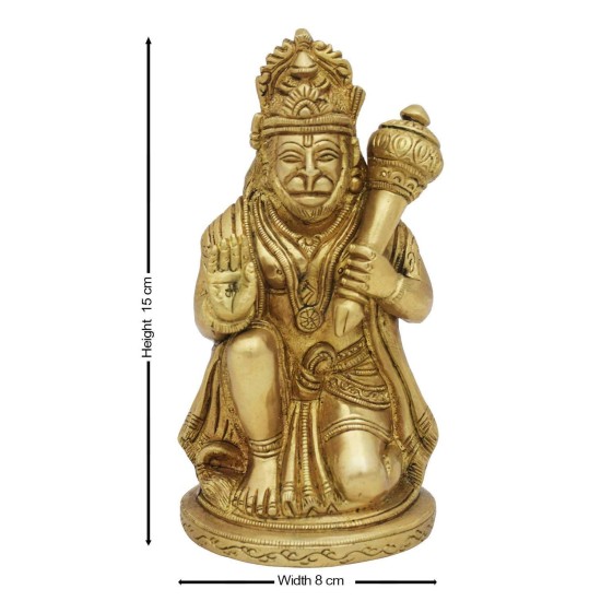 Pure Brass Lord Hanuman Ji Murti Bajrangbali with Gada Bhagwan Statue Showpiece for Pooja Gift Living Room Decoration Home Décor