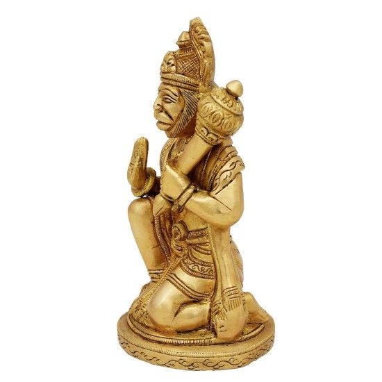 Pure Brass Lord Hanuman Ji Murti Bajrangbali with Gada Bhagwan Statue Showpiece for Pooja Gift Living Room Decoration Home Décor