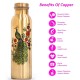 AYURVEDACOPPER Peacock Printed Lacquer Coated Pure Copper Water Bottle (1 Liter)