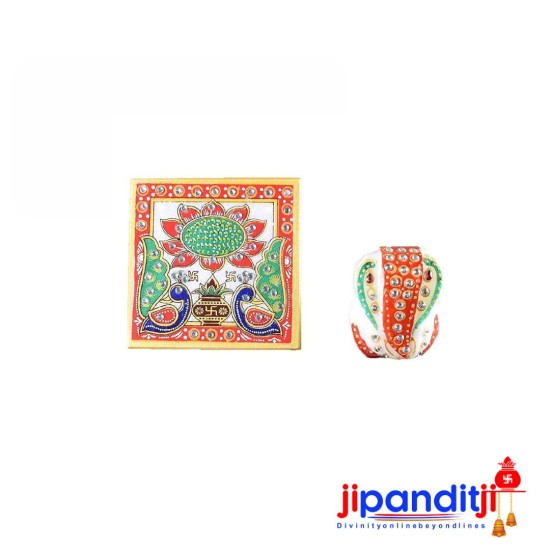 Marble Lord Ganesh Chowki Set for Pooja | Vastu-Approved & Handcrafted