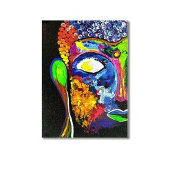 Handmade Colorful Acrylic Painting of Gautam Buddha On Canvas Board