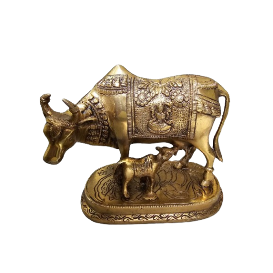 Kamdhenu Nandi cow and calf in Brass