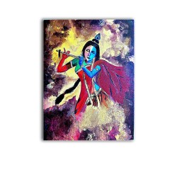 Handmade Colorful Acrylic Painting of Lord Krishna