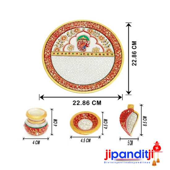 Rajasthani Royal Antique Meenakari Marble Pooja Thali (9")