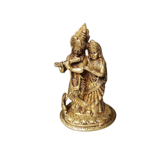 Divine Radha Krishna Brass Statue