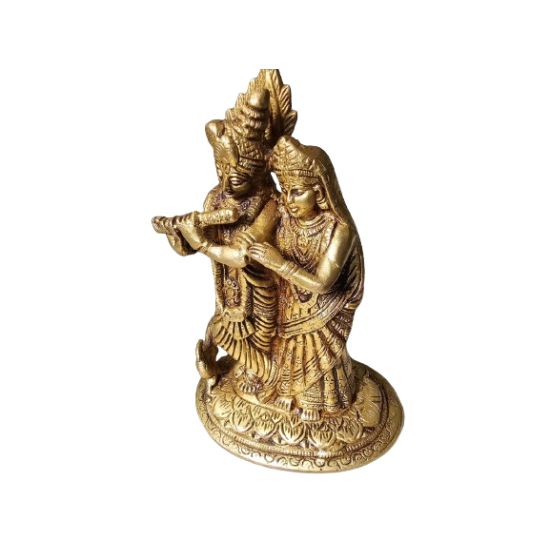 Divine Radha Krishna Brass Statue