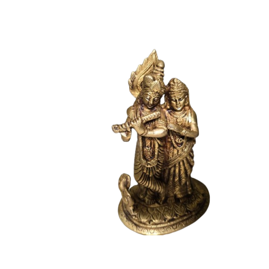 Divine Radha Krishna Brass Statue