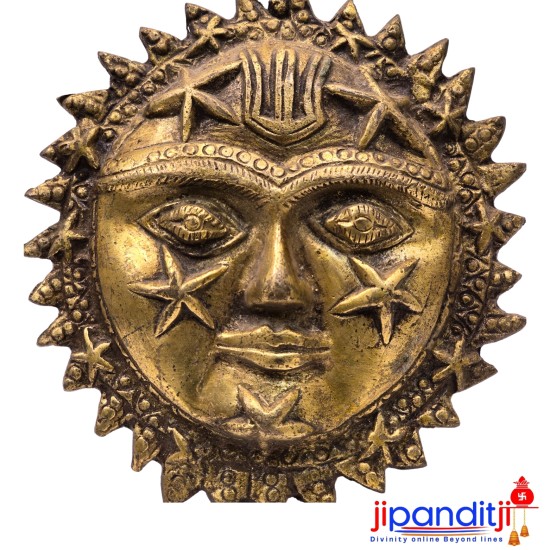 Brass Wall Hanging Surya (Sun) with Star Wall Hanging | Protects Home from All Kind of Negative Energy