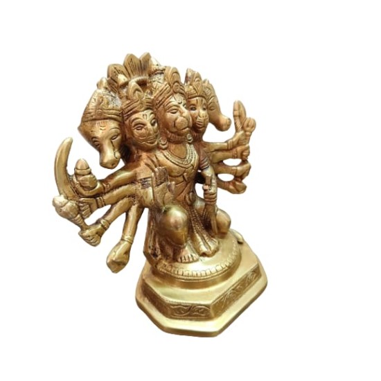 Pure Brass Metal Panch mukhi Sitting Hanuman ji Big