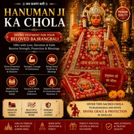 Hanuman Ji Ka Chola premium embroidered red vastra offered to Lord Hanuman for devotion, blessings, and spiritual worship