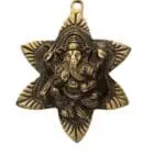 Brown and Golden Ganesha on Flower Wall Hanging