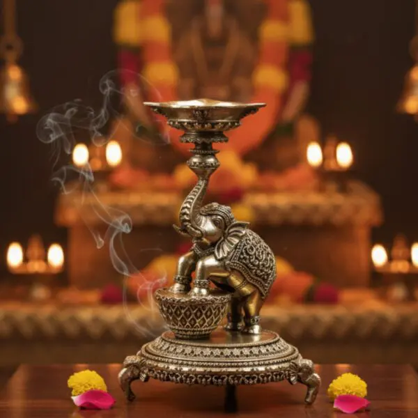 Gajanan Brass Elephant Deepam - Auspicious Vastu Lamp for Prosperity, Wisdom & Divine Protection