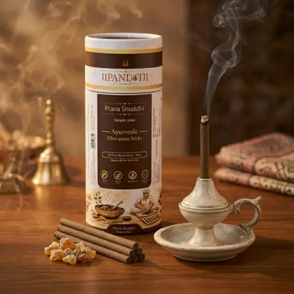 Jipanditji Prana Shuddhi Ayurvedic Dhoop Sticks (Temple Loban) | 30 Thick 7mm Sticks | 100% Herbal | Charcoal-Free & Bamboo-Free | 60 Min Burn | For Daily Pooja, Home Purification & Meditation