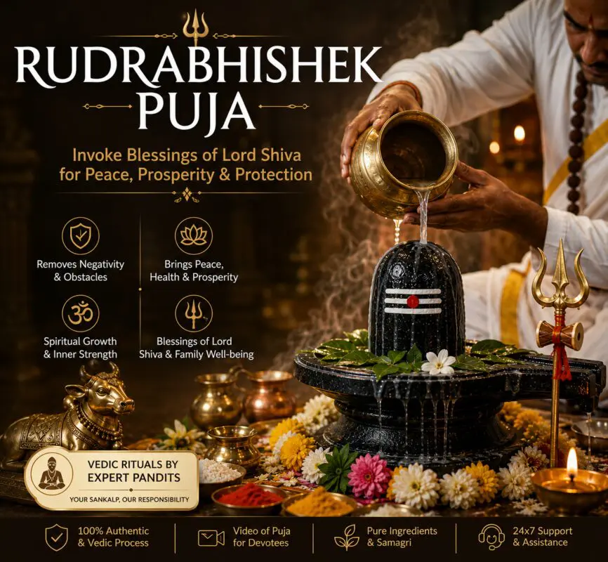 Rudrabhishek Puja performed by experienced Vedic pandits for Lord Shiva with Abhishek and Vedic rituals