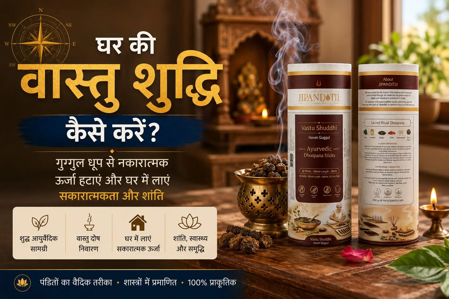 घर की वास्तु शुद्धि के लिए गुग्गुल धूप