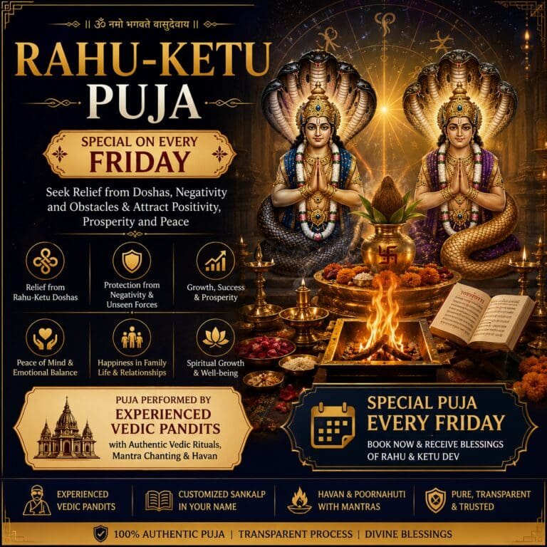 Rahu Ketu Puja performed by experienced Vedic pandits every Friday for Rahu Ketu Dosha remedies and divine blessings