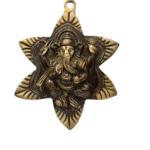 Brown and Golden Ganesha on Flower Wall Hanging