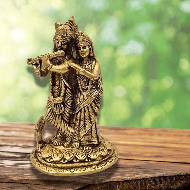Radha Krishna Brass Statue