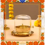 Akhand Jyot Diya Pure Brass with Glass Cover & Screw Fitting – by Jipanditji