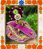 Purple Floral Embroidered Ladoo Gopal Dress | Designer Velvet Poshak with Rose Work 
