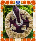Dark Maroon Cotton Ladoo Gopal Dress | Elegant Thakur Ji Poshak with Golden Lace & Stone Work  - Image 2