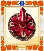 Red Designer Ladoo Gopal Dress | Elegant Poshak with Pearl, Rose & Sequin Work  - Image 5