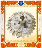 White Designer Ladoo Gopal Dress | Elegant Thakur Ji Poshak with Pearl & Sequin Work  - Image 2