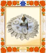 White Designer Ladoo Gopal Dress | Elegant Thakur Ji Poshak with Pearl & Sequin Work 