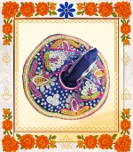 Royal Blue Embroidered Ladoo Gopal Dress | Designer Bead & Sequin Poshak  - Image 4