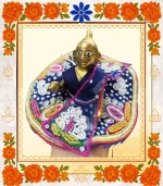 Royal Blue Embroidered Ladoo Gopal Dress | Designer Bead & Sequin Poshak  - Image 3