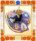 Royal Blue Embroidered Ladoo Gopal Dress | Designer Bead & Sequin Poshak  - Image 2