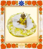 Yellow Golden Ladoo Gopal Dress | Divine Thakur Ji Poshak with Sequin & Pearl Work 