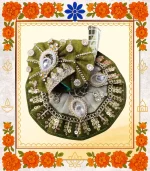 Green Designer Ladoo Gopal Dress | Elegant Thakur Ji Poshak with Stone & Pearl Work  - Image 4