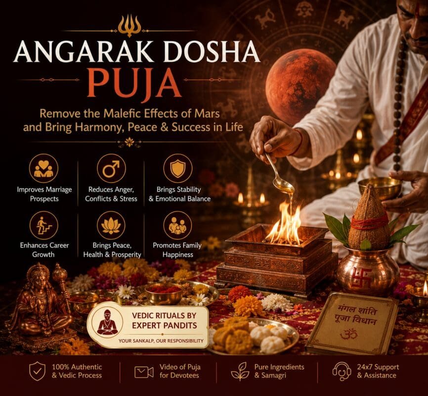 Angarak Dosha Puja performed by experienced Vedic pandits to reduce the effects of Angarak Dosha through authentic Vedic rituals