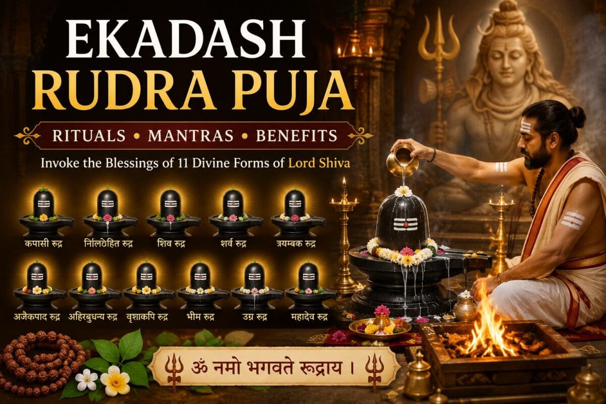 Ekadash Rudra Puja rituals with eleven forms of Lord Shiva, Vedic mantras and Rudrabhishekam