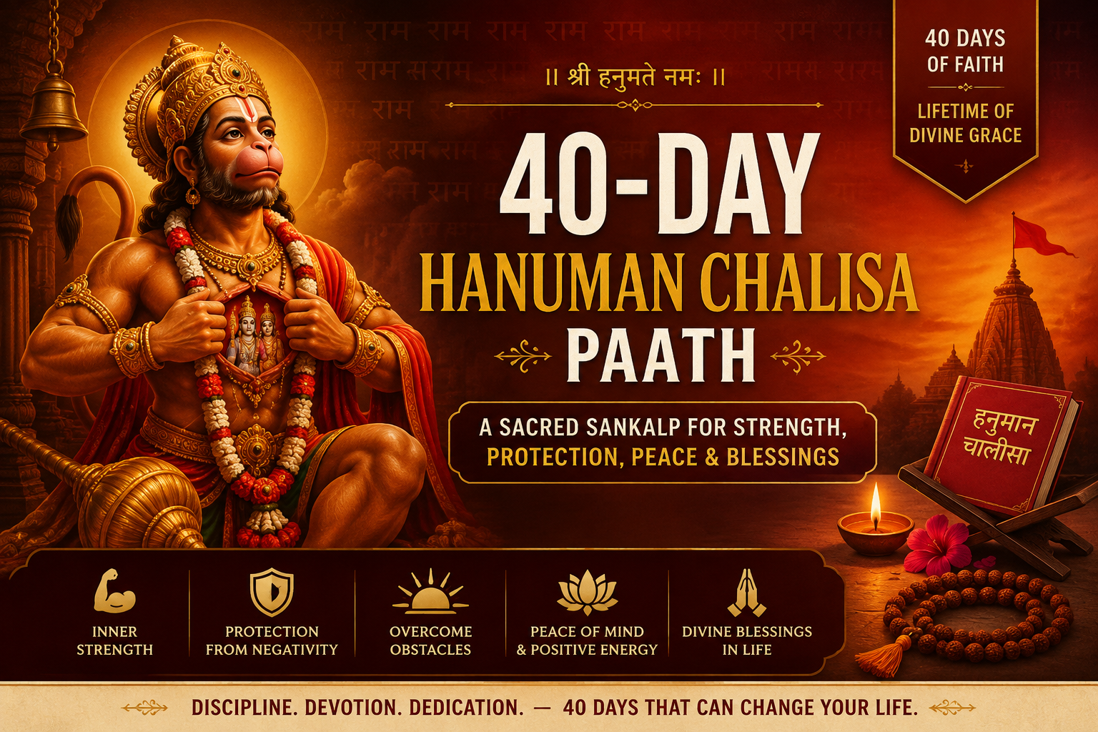 40 Day Hanuman Chalisa Path Sankalp with Lord Hanuman for strength, protection, peace and blessings
